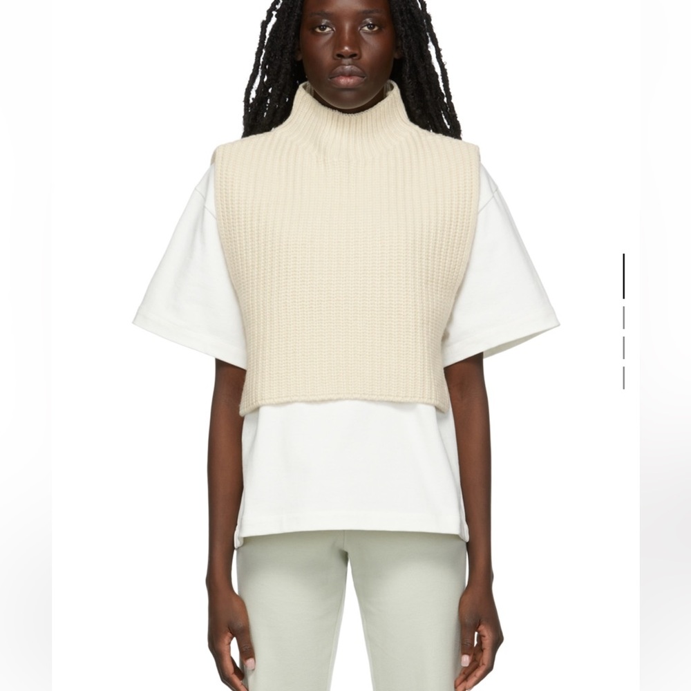 JIL SANDER Off-White Cashmere Bib Vest